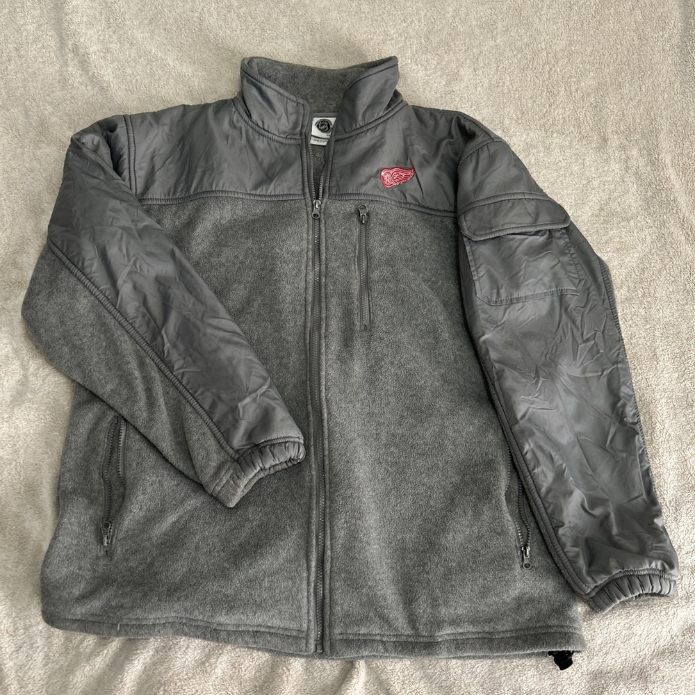 NHL Detroit Red Wings Fleece Jacket‎ Full Zip Gray Size XL Sportswear Heavy